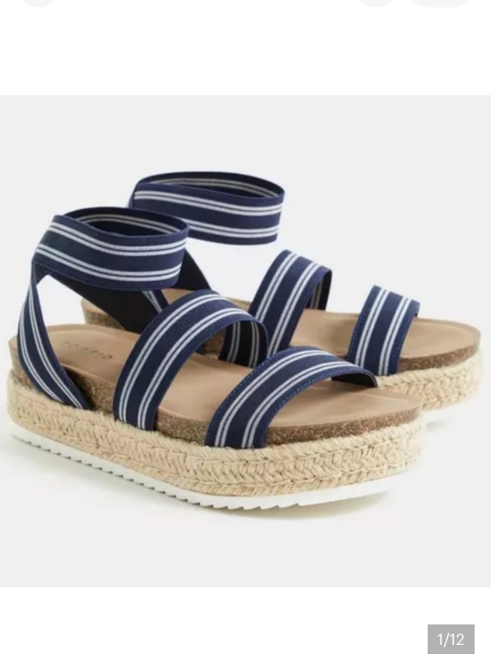 Torrid Navy Striped Espadrille Platform Sandals Size 10WW